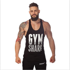 Solid Body Building Shirts Gym Shark Men Vest