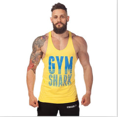 Solid Body Building Shirts Gym Shark Men Vest
