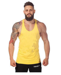 Solid Body Building Shirts Gym Shark Men Vest